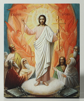 Икона на доске 13х15 объёмная печать, лак Воскресение Христово 3