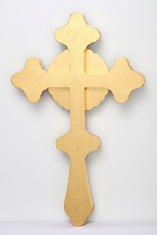 Крест напрестольный фигурный литьевое распятие, роспись / золочение