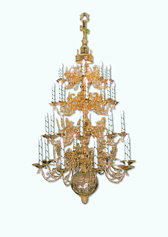 Паникадило 4 яруса 32 свечи золочение с шаром