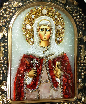 Икона Святая Мученица Наталия, натуральные камни гранат