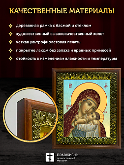 Икона Божией Матери Корсунская, деревянная рамка с басмой и стеклом 18х21х2,5 см 1119 Икона Божией Матери Корсунская, деревянная рамка с басмой и стеклом 18х21х2,5 см 1119