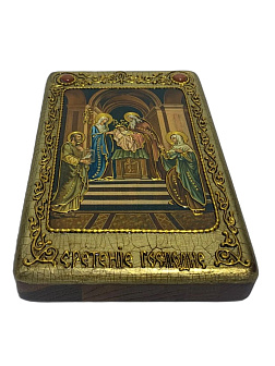 Настольная икона ''Сретение Господа нашего Иисуса Христа'' на мореном дубе