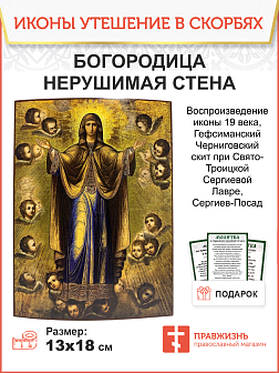Икона Божия Матерь Нерушимая Стена, авторская технология 9х12 см
