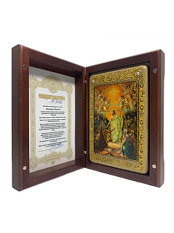 Настольная икона ''Воскресение Христово'' на мореном дубе