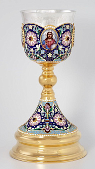 Потир 1.0л 4-финифти, филигрань, эмаль / золочение / серебряный стакан (УИН)