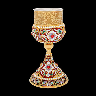 Потир 0.135л филигрань, эмаль / золочение / мельхиоровый стакан