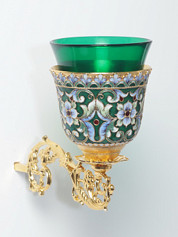 Лампада на кронштейне малая роспись / золочение