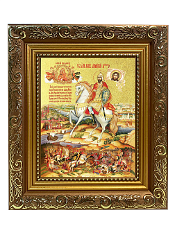 Икона с житием "Дмитрий Донской и Куликовская Битва" с золочением поталью, 06004-УЛ