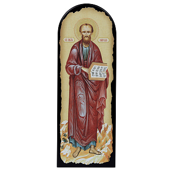 Икона на МДФ 18х50 арочная, объёмная печать, лак Апостол Павел Икона на МДФ 18х50 арочная, объёмная печать, лак Апостол Павел