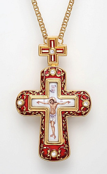 Крест наперсный №140 эмаль / золочение