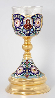 Потир 1.0л 4-финифти, филигрань, эмаль / золочение / серебряный стакан (УИН)