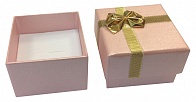 Футляр картонный с бантиком (под кольцо/серьги) розовый