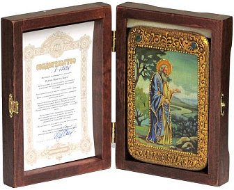 Настольная икона ''Святой праотец Адам'' на мореном дубе