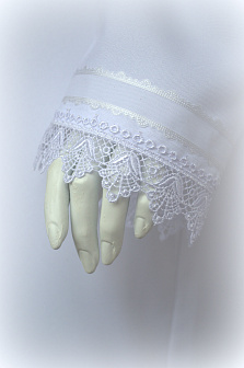 Погребальный комплект Стандарт №11: платье, палантин и платочек в руку. Белоснежный тонкий плательный габардин