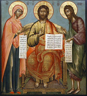 Икона под старину Деисус, Спаситель, Богородица, Иоан Креститель