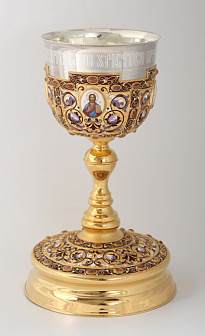 Потир 3.0л 4-финифти, филигрань, эмаль №5 / золочение / серебряный стакан (УИН)