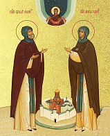 Икона "Кирилл и Мария Радонежские", свв. прпп., родители прп. Сергия Радонежского, с золочением пота