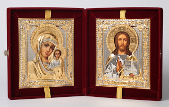 Складни живописные в футляре 18х24 масло, ризы №241, №242 (бархат)