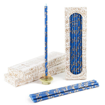 Свечи праздничные №20/40 (уп 25шт), СИНИЕ (Золотая лоза)