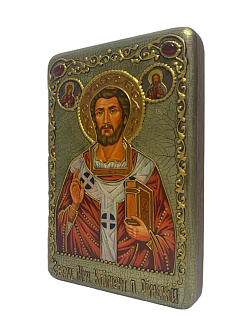 Настольная икона ''Священномученик Климент, папа Римский'' на мореном дубе