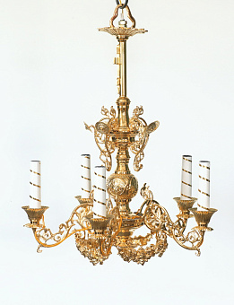 Паникадило 1 ярус 5 свечей золочение (2-15) Паникадило 1 ярус 5 свечей золочение (2-15)