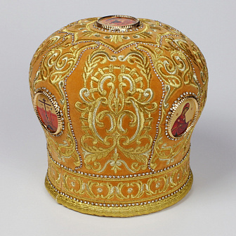 Митра №086 бархат желтый