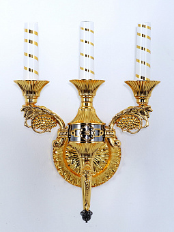 Лампада 3 свечи с виноградом золочение Лампада 3 свечи с виноградом золочение