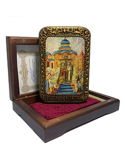 Настольная икона ''Воздвижение Святого Креста Господня'' на мореном дубе