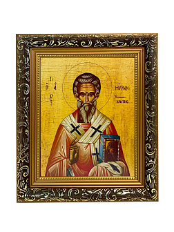 Икона Мирон Критский Святитель на холсте в киоте 175 Икона Мирон Критский Святитель на холсте в киоте 175