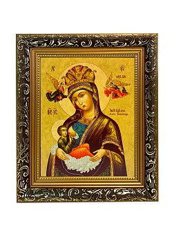Икона Млекопитательница Божия Матерь на холсте в киоте 106