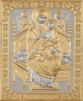Икона Пресвятой Богородицы ВСЕЦАРИЦА (Пантанасса) (РУКОПИСНАЯ, РИЗА, ЗОЛОЧЕНИЕ)