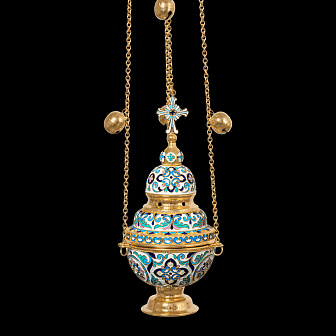 Кадило круглое №3 филигрань, эмаль / золочение