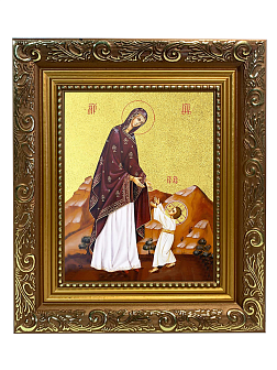 Икона Божией Матери "Первые шаги Христа" с золочением поталью, 03056-УЛ Икона Божией Матери "Первые шаги Христа" с золочением поталью, 03056-УЛ