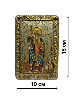 Настольная икона ''Святитель и чудотворец Ермоген, патриарх Московский и всея Руси'' на мореном дубе