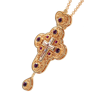 Крест наперсный филигрань №0045 двойной рант финифть / золочение