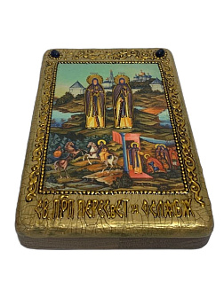 Настольная икона ''Святые преподобные Александр (Пересвет) и Андрей (Ослябя) Радонежские'' на морено