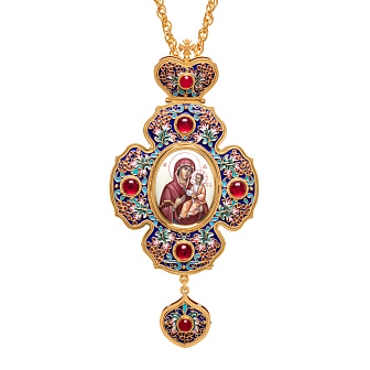 Панагия филигрань №0017 двойной рант, эмаль, роспись, финифть / золочение