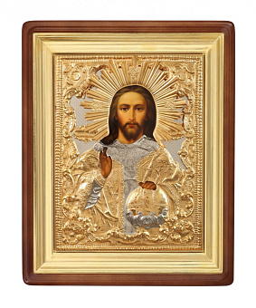 Икона живописная в киоте 40х50 масло, риза №60, киот №1 Спаситель