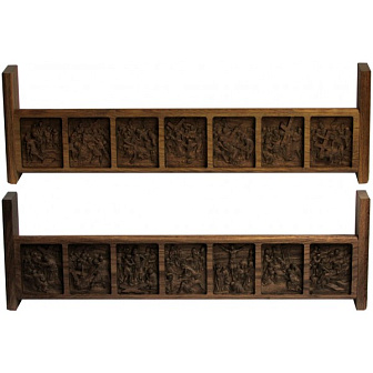 Полка для икон двухъярусная прямая ''Страсти Христовы'', мореный дуб