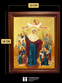 Икона Божией Матери Всех скорбящих Радость с золочением, деревянная рамка со стеклом 15х18х2 см 153 Икона Божией Матери Всех скорбящих Радость с золочением, деревянная рамка со стеклом 15х18х2 см 153