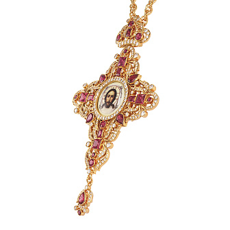 Крест наперсный №213 / Фианиты деколь / золочение