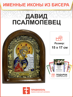 Икона именная Давид Псалмопевец Пророк 159 17 см Литография A-0069-1_YAP