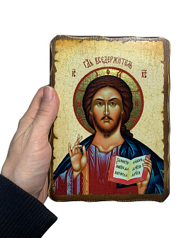 Венчальные иконы Спаситель и Казанская на дереве под старину 13х17 см