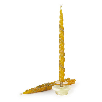 Свечи с травами конусные №30 (скрутка из 3шт), ЖЕЛТЫЕ (Зверобой и Крапива)