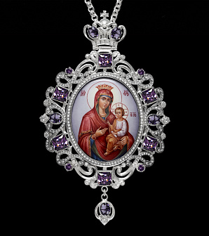 Панагия №1417 / Фианиты / серебрение Панагия №1417 / Фианиты / серебрение