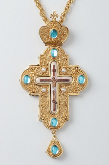 Крест наперсный филигрань №0018 финифть /золочение/