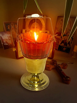 Набор для молитвы: лампада красная, ладаница-паучок, ладан 10 гр, масло лампадное 0,3 л