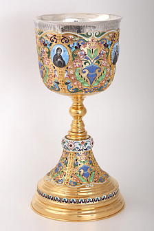 Потир 3.0л 4-финифти, филигрань, эмаль, роспись / золочение / серебряный стакан (УИН)