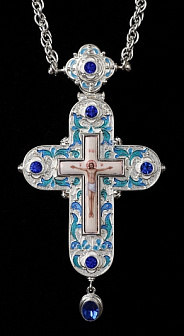 Крест наперсный № 111 филигрань/ эмаль /серебрение