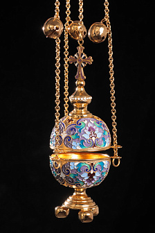 Кадило круглое филигрань, эмаль / золочение